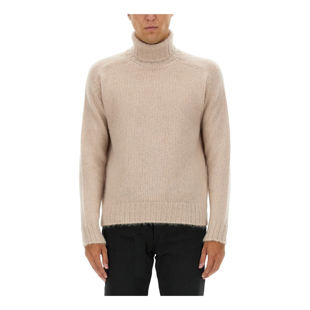 Tom Ford Turtlenecks, Male, M, Brushed Wool-Blend Rollneck Jumper Beige