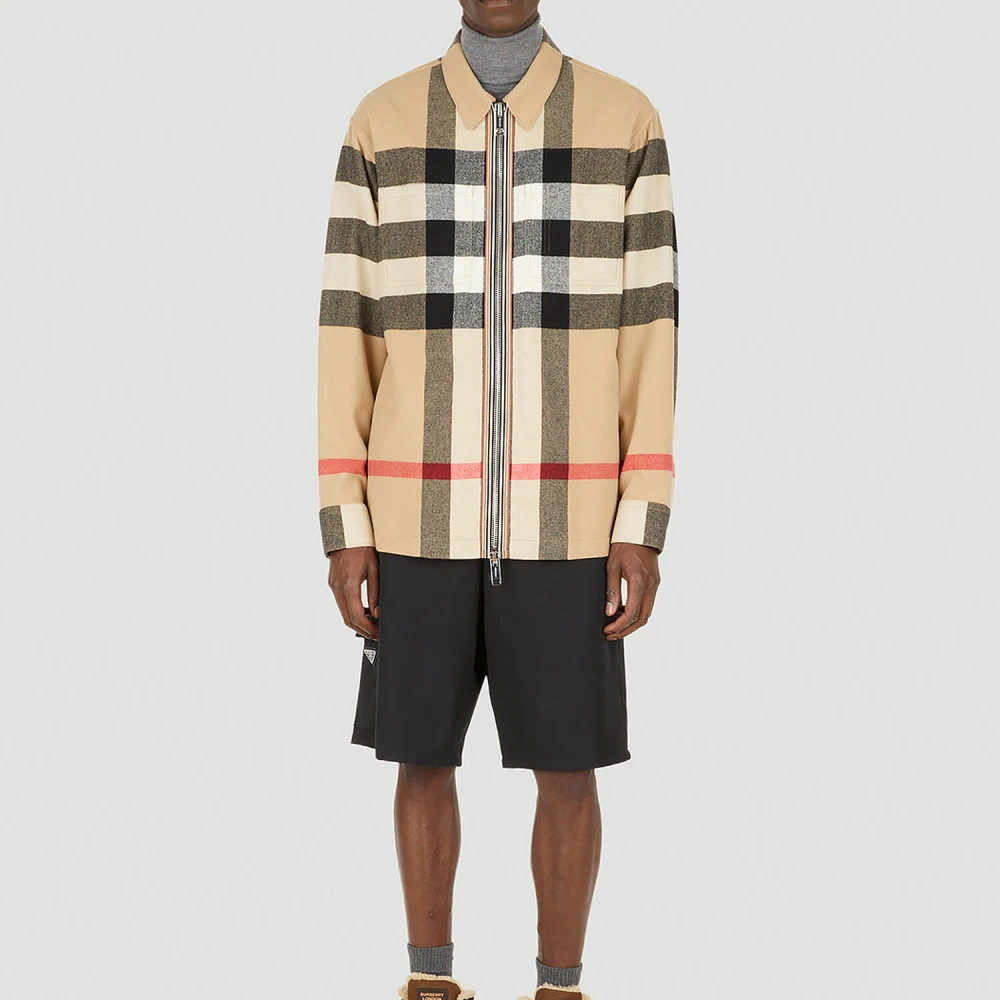 Burberry Hague Zip Front Overshirt Beige Heren