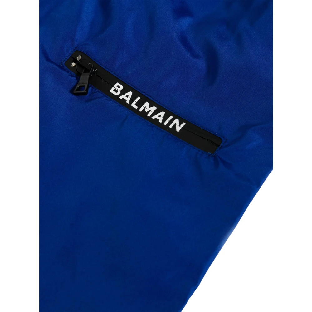 Balmain Logo-Print Zwemshorts Blue Heren