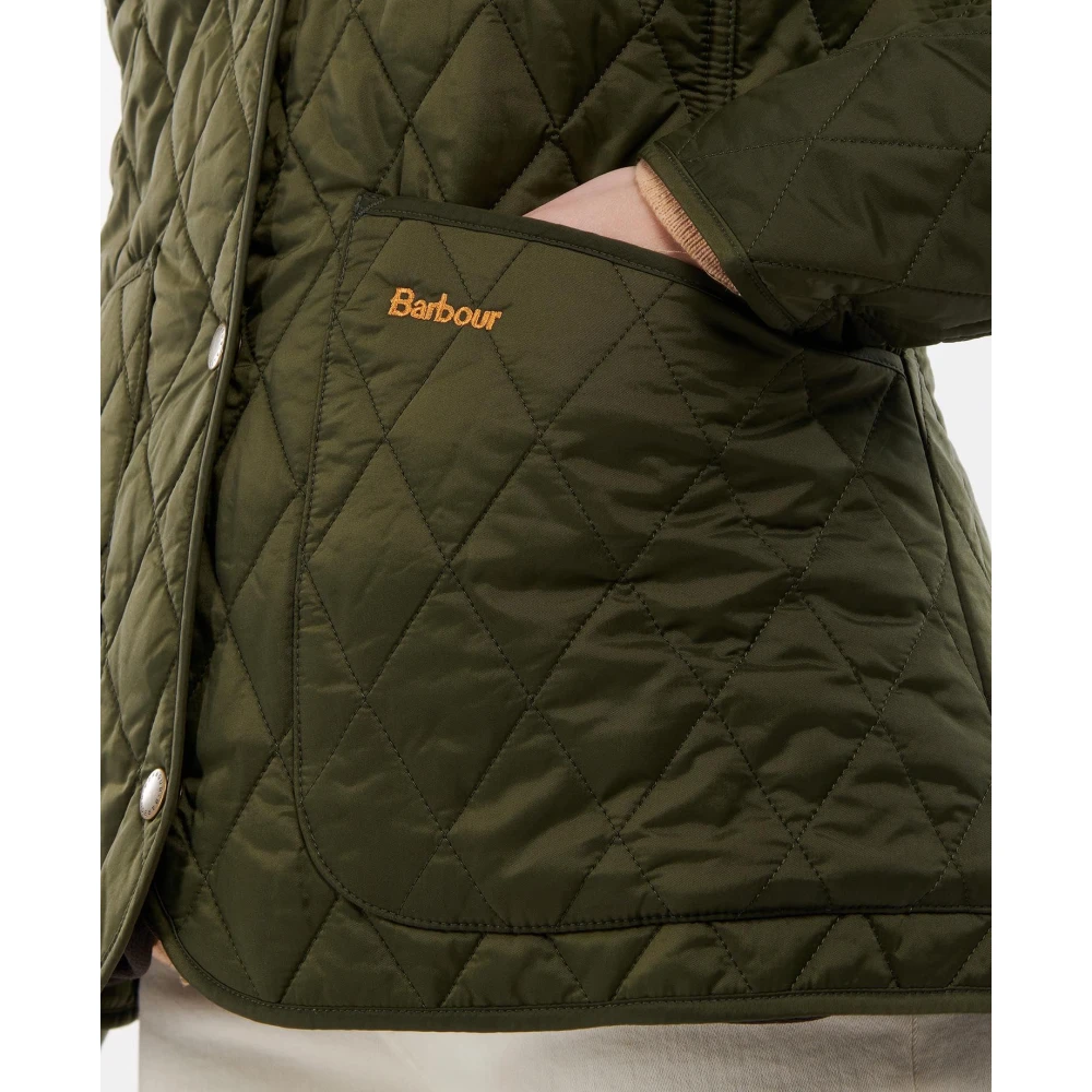 Barbour Groene gewatteerde jas met fluwelen kraag Green Dames