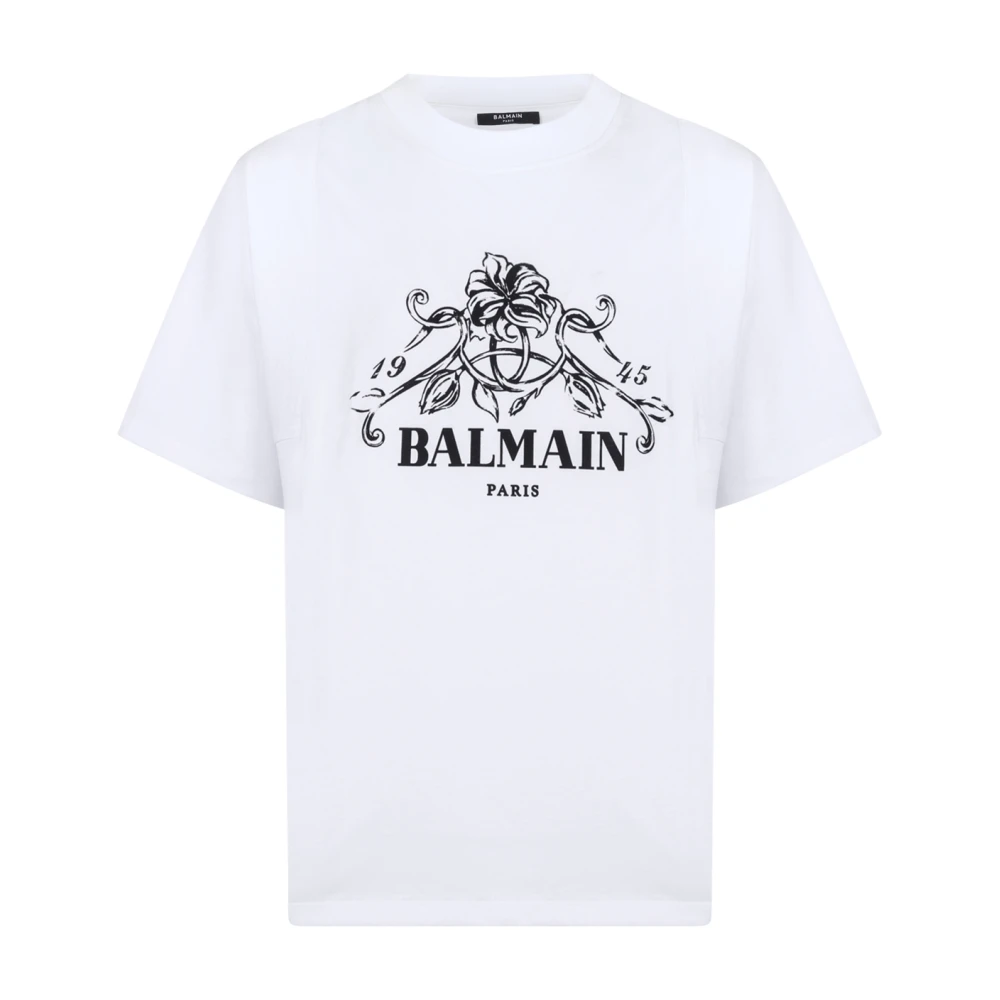 Balmain Uomo Bianco - T-Shirt Con Stampa Floreale - Tops - L