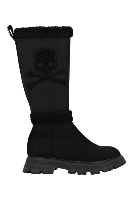 Mid Flat Boots Skull Bones