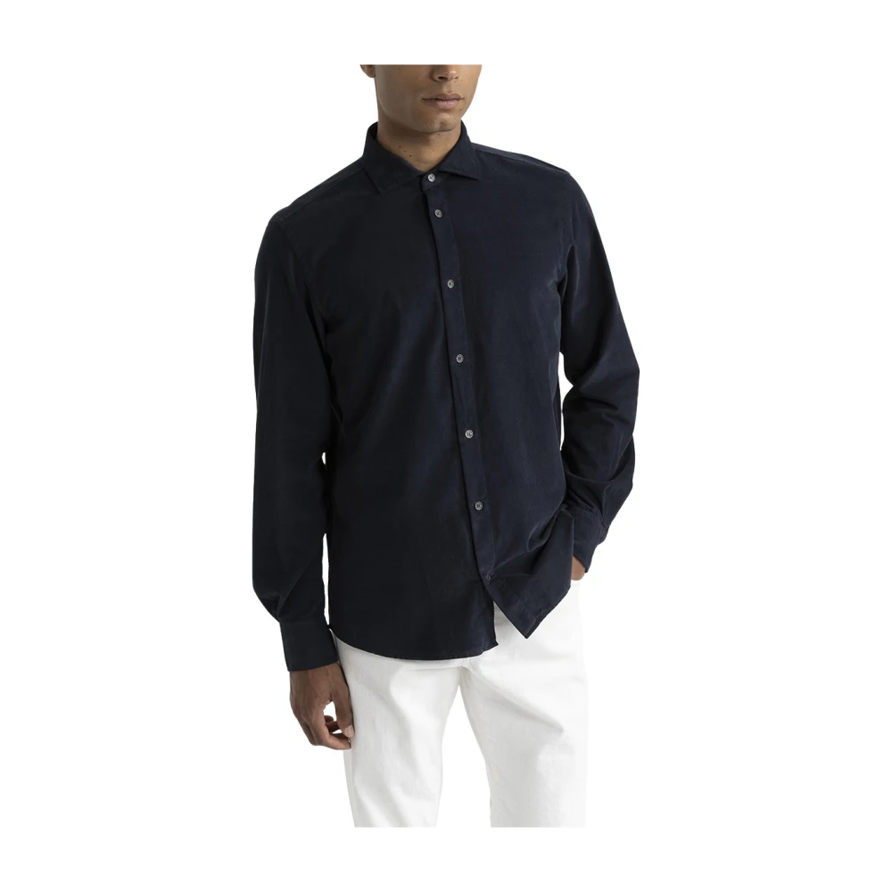 PESERICO Katoenen ribfluwelen overhemd Blue Heren