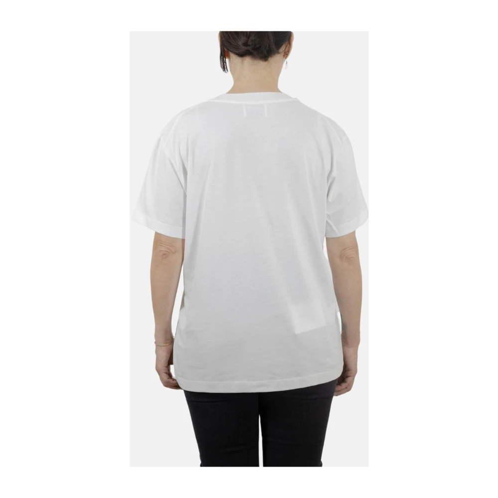 Moschino Wit Wijdvallend T-shirt met Logo op Voorkant White Dames