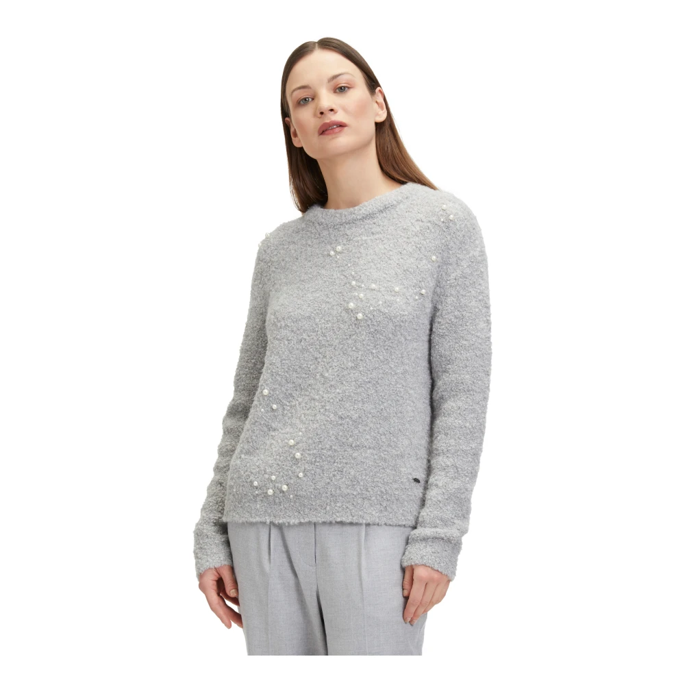Betty & Co Gebreide trui met parels Gray Dames
