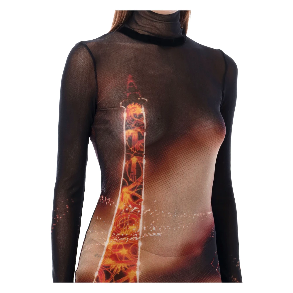 Jean Paul Gaultier Turtle Neck Mesh Jurk Pigalle Black Dames