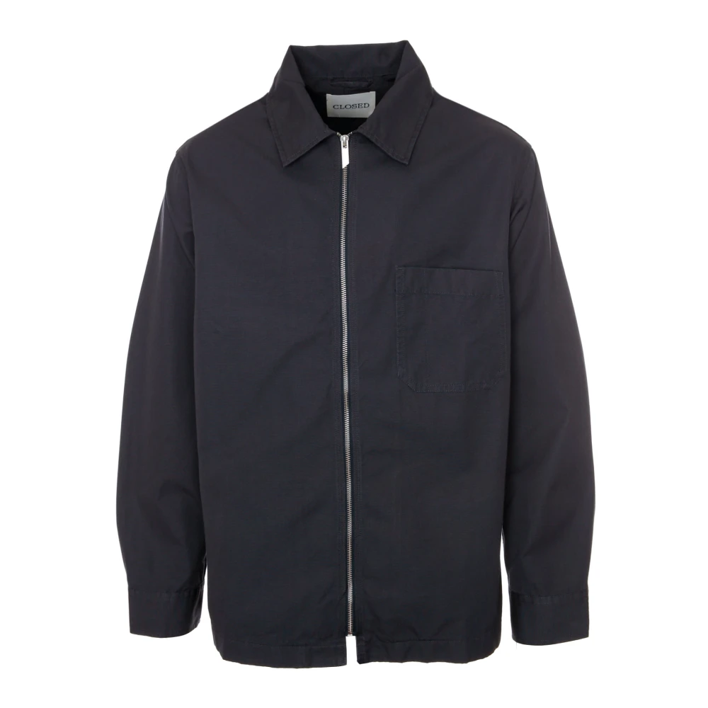 Closed Italiaans Katoenen Overshirt met Rits Blue Heren
