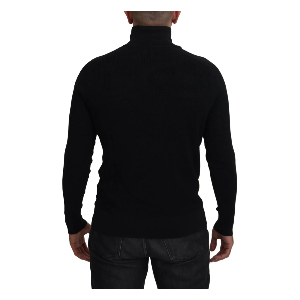 Dolce & Gabbana Luxe Zwarte Zijdeblend Trui Black Heren