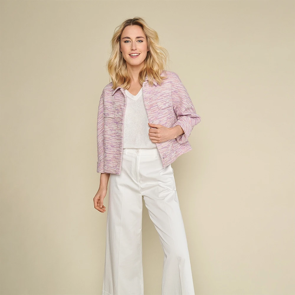 Marie Méro Stijlvolle Lila Oranje Lurex Jas Purple Dames