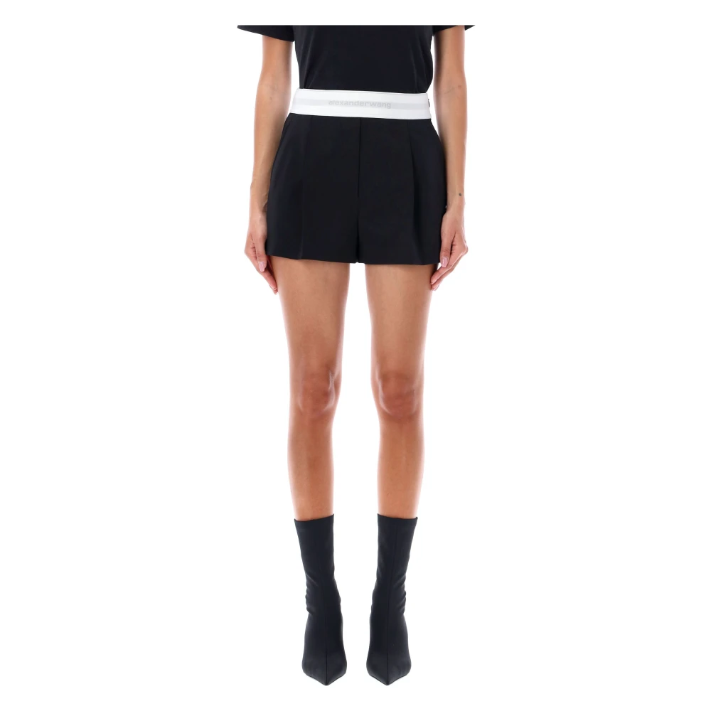 Plissert Logo High Waist Shorts