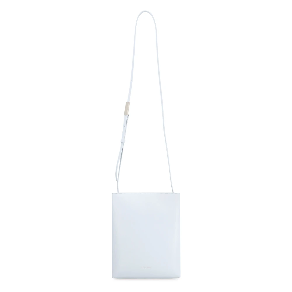 Calvin Klein Leren Crossbody Tas met Zakken Gray Dames