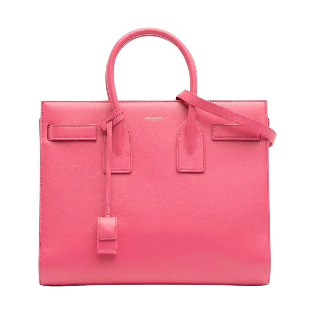Saint Laurent Vintage Women's Pink Pre-Owned Leather Tote Bag