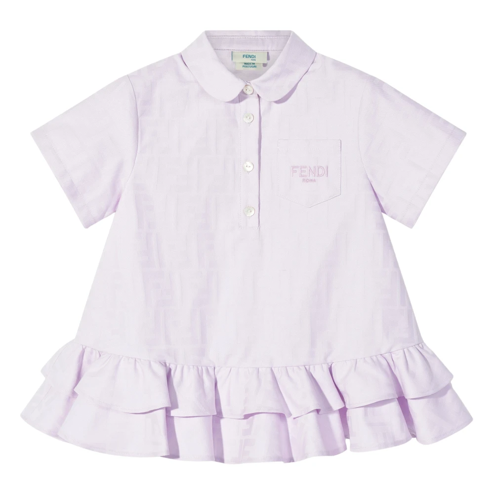 Fendi Girls Purple Dresses, 2 Y, Logo Pocket Dress