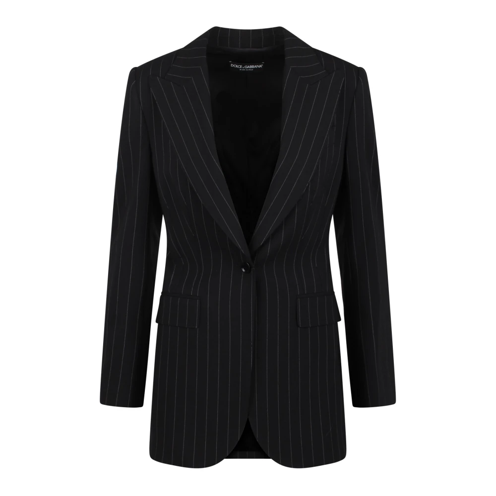 Dolce & Gabbana Donna Nero - Blazer A Righe Con Maniche Lunghe - Jackets - S