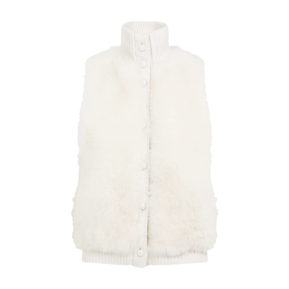 Yves Salomon Luxe Witte Bontjas Aw24 Beige Dames