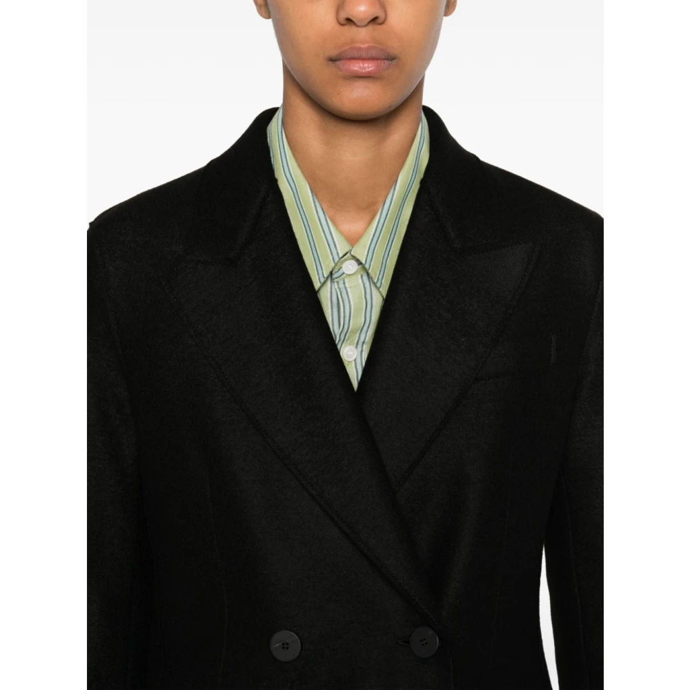 Harris Wharf London Zwarte double-breasted blazer met piekrevers Black Dames
