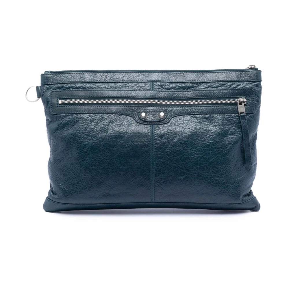 Balenciaga Vintage Women's Blue Pre-Owned Leather Pouch