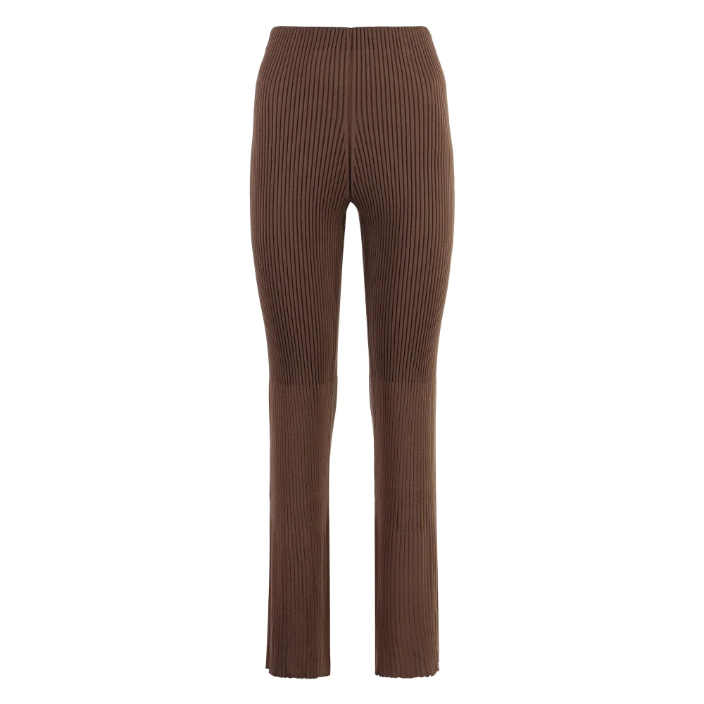 Wolford Ribgebreide Wollen Broek Brown Dames