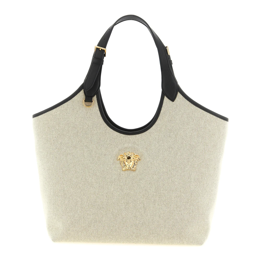 Versace Women's Beige Shopping Bags, One Size, La Medusa Canvas Tote
