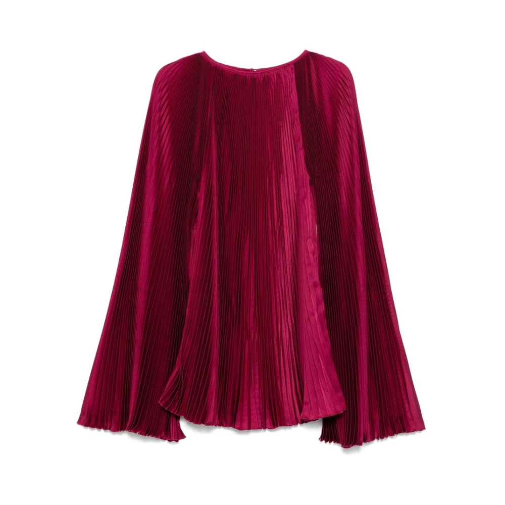 L'idée Bordeaux Kantmouw Plissé Jurk Red Dames