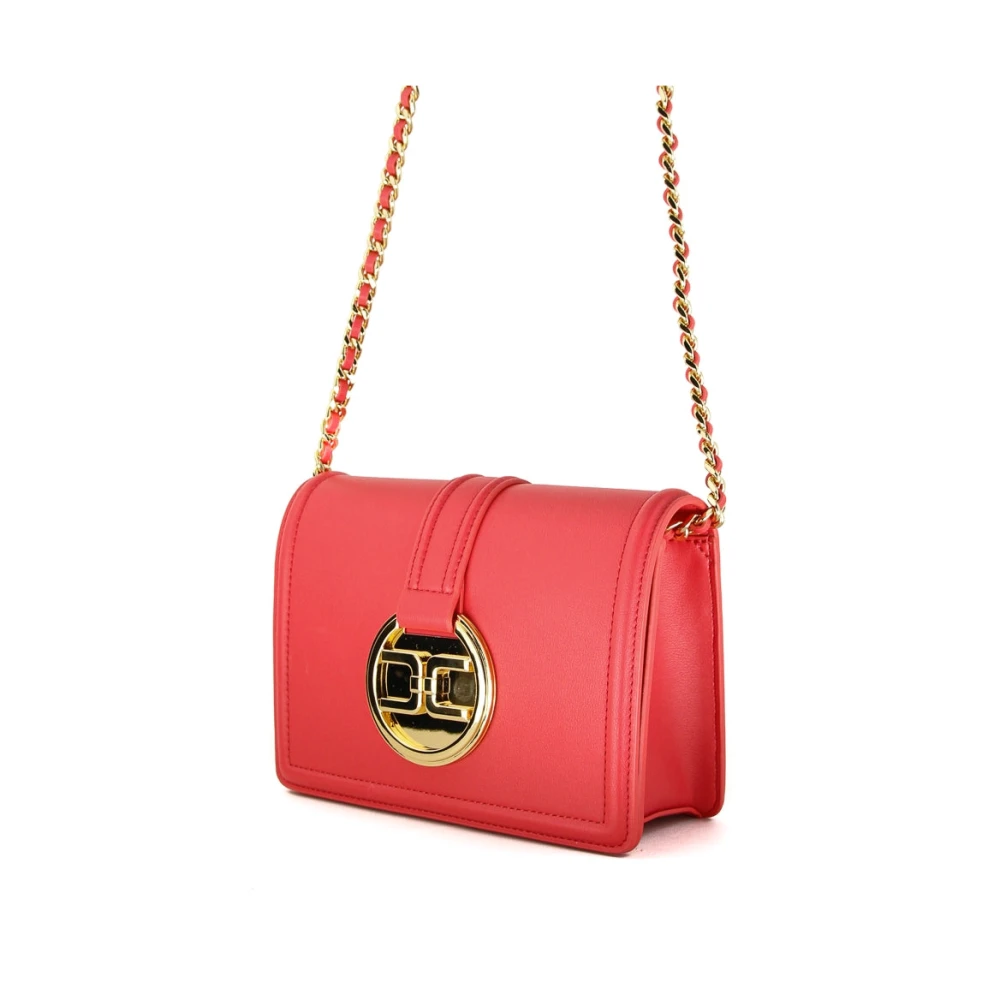 Elisabetta Franchi Rode Metalen Logo Mini Schoudertas Red Dames