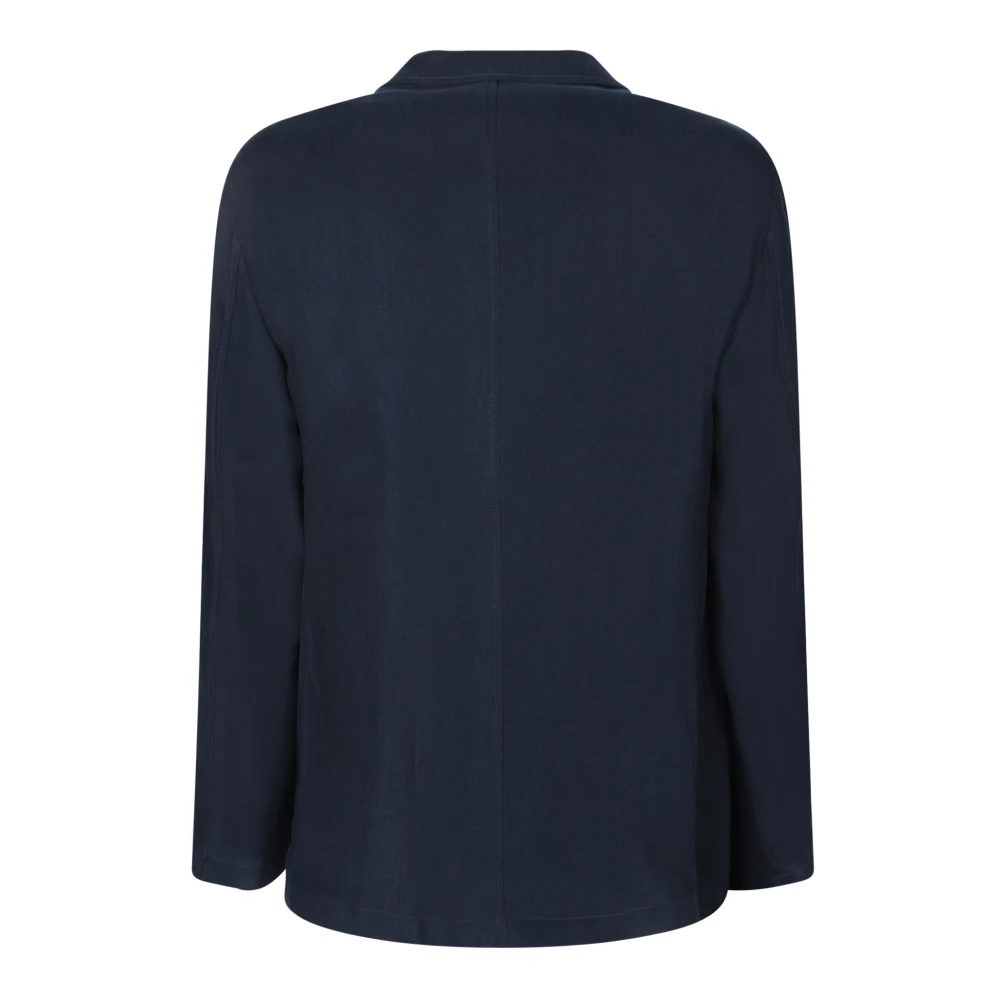 Giorgio Armani Zijde-effect double-breasted jas Blue Heren