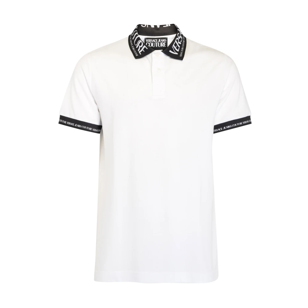 Versace Jeans Couture Wit Logo Polo Shirt White Heren