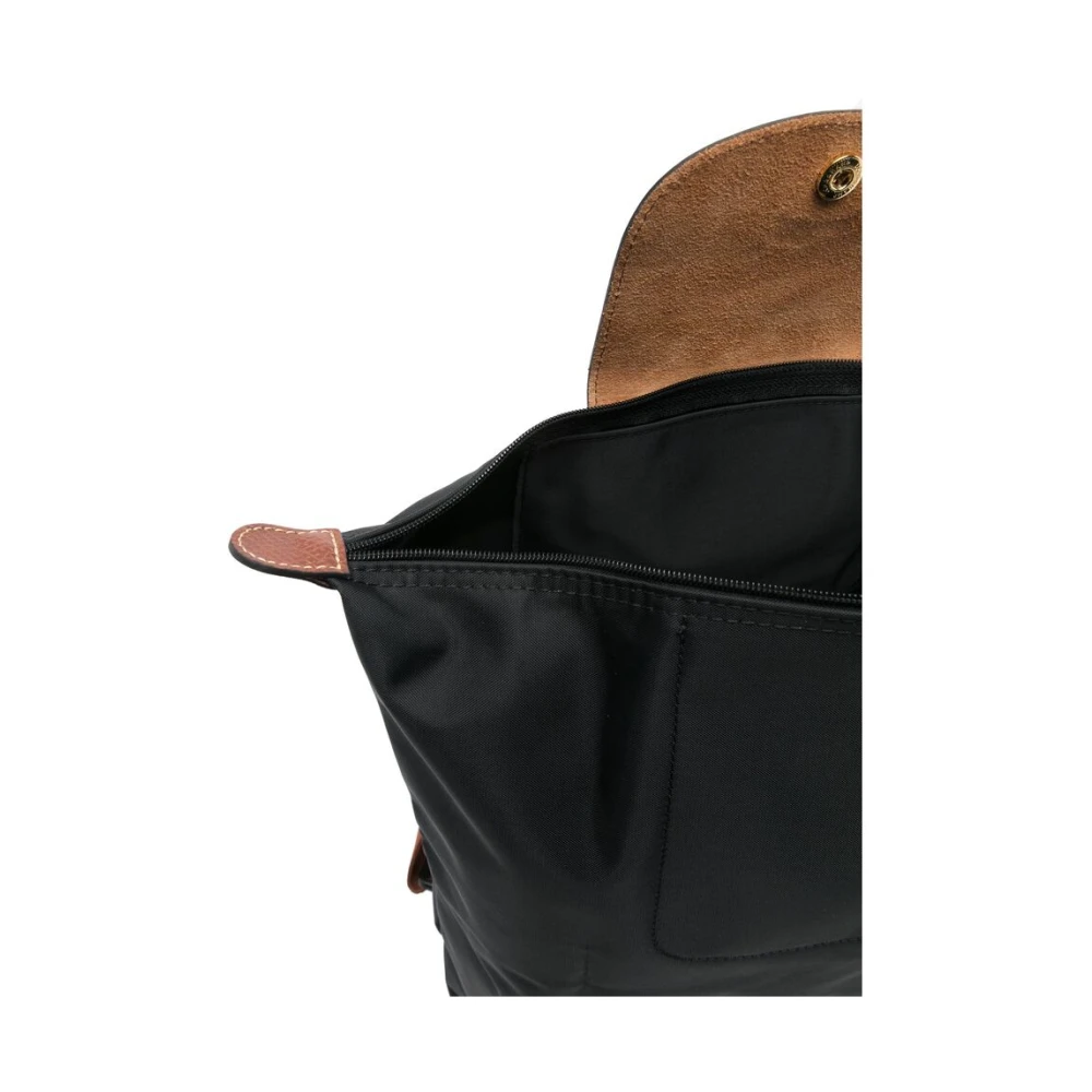 Longchamp Paris Rugzak Zwart Bruin Jersey Stijl Black Dames