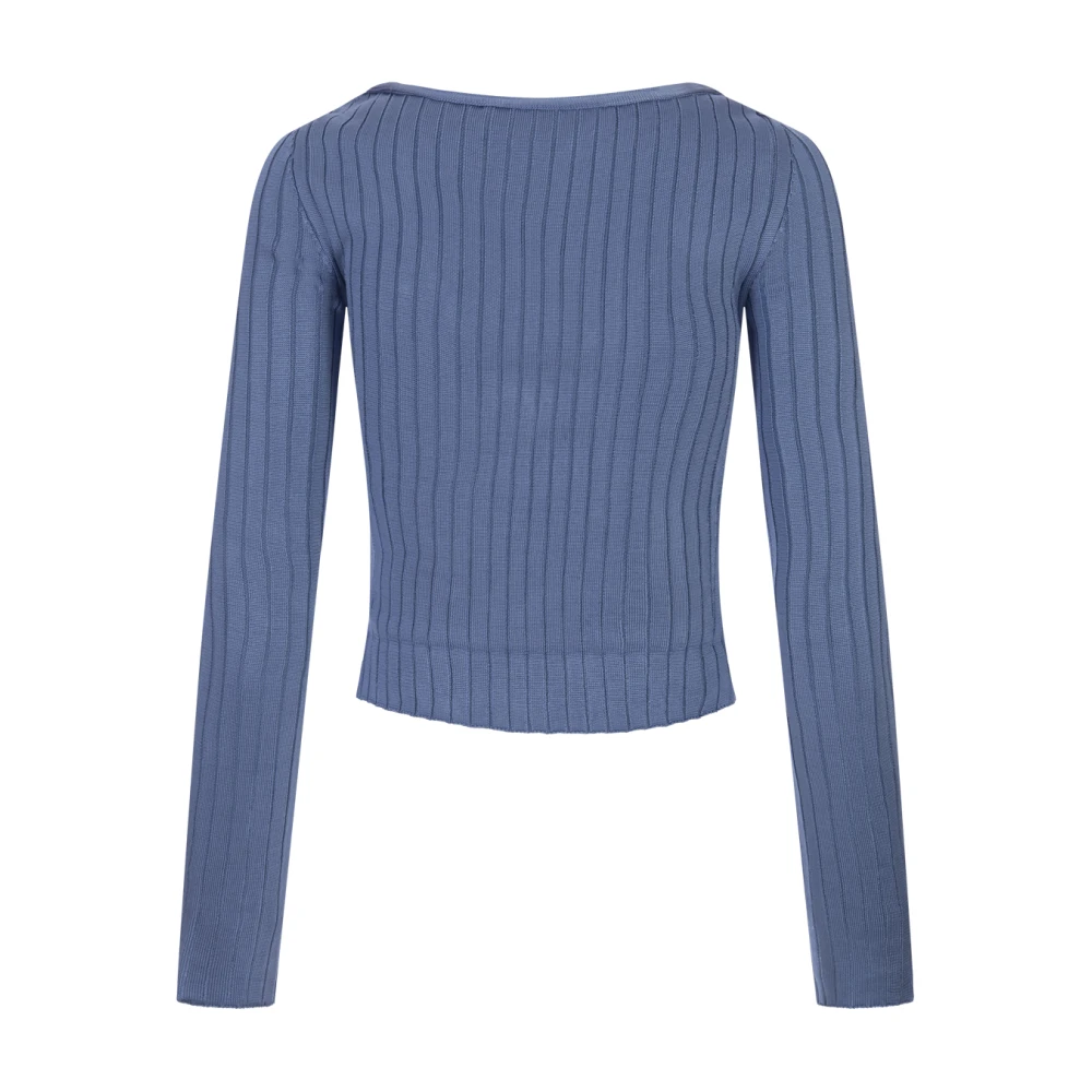 Marni Blauwe Ribgebreide Vest Sweater Blue Dames