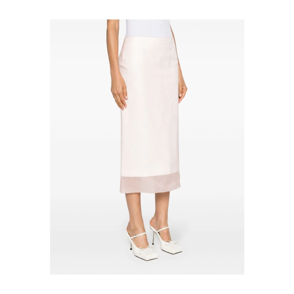 SPORTMAX Gelaagde zijden rok met potloodsilhouet Pink Dames