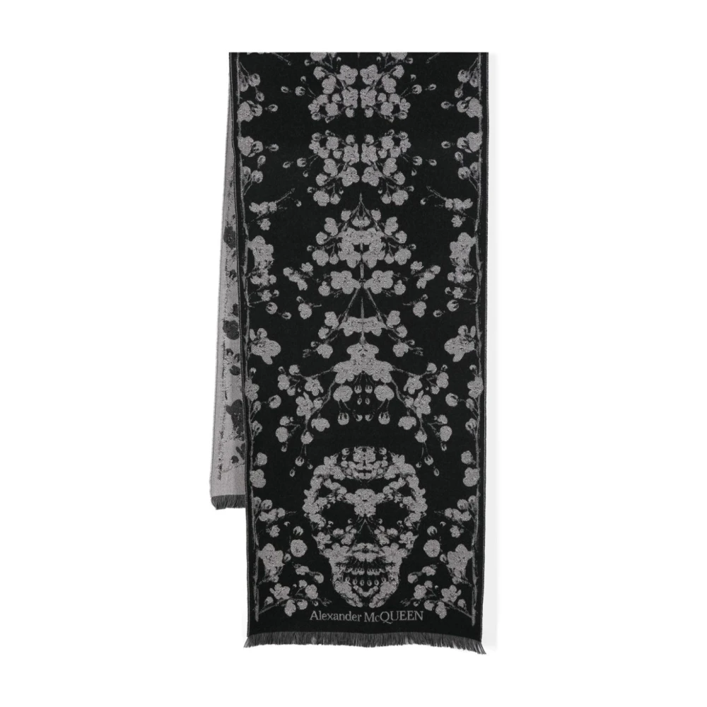 Alexander mcqueen Zwart Bloemen Gebreide Sjaal Black Dames