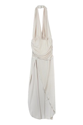 ruched-long-dress-with-side-slit
