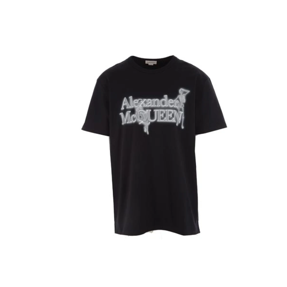 Alexander mcqueen Contrast Logo Katoenen T-shirt van Black Heren