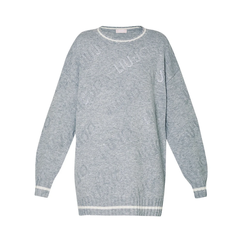 Liu Jo Elegante Grijze Maxi Sweater Gray Dames