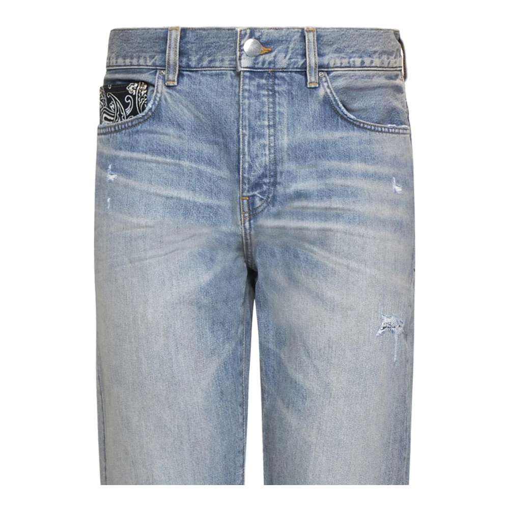 Amiri Bandana Repair Straight Jeans Blue Heren