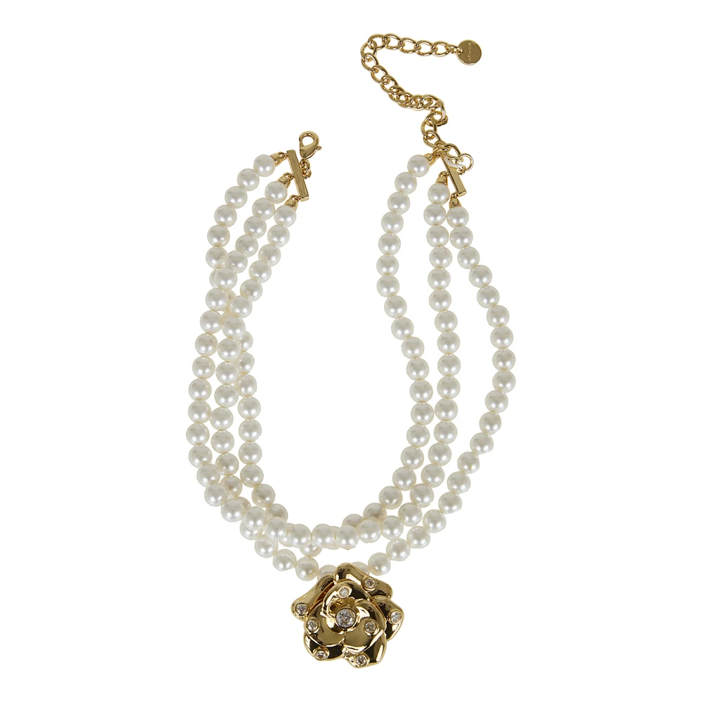 Self Portrait Women's Gray Flower Pearl Choker