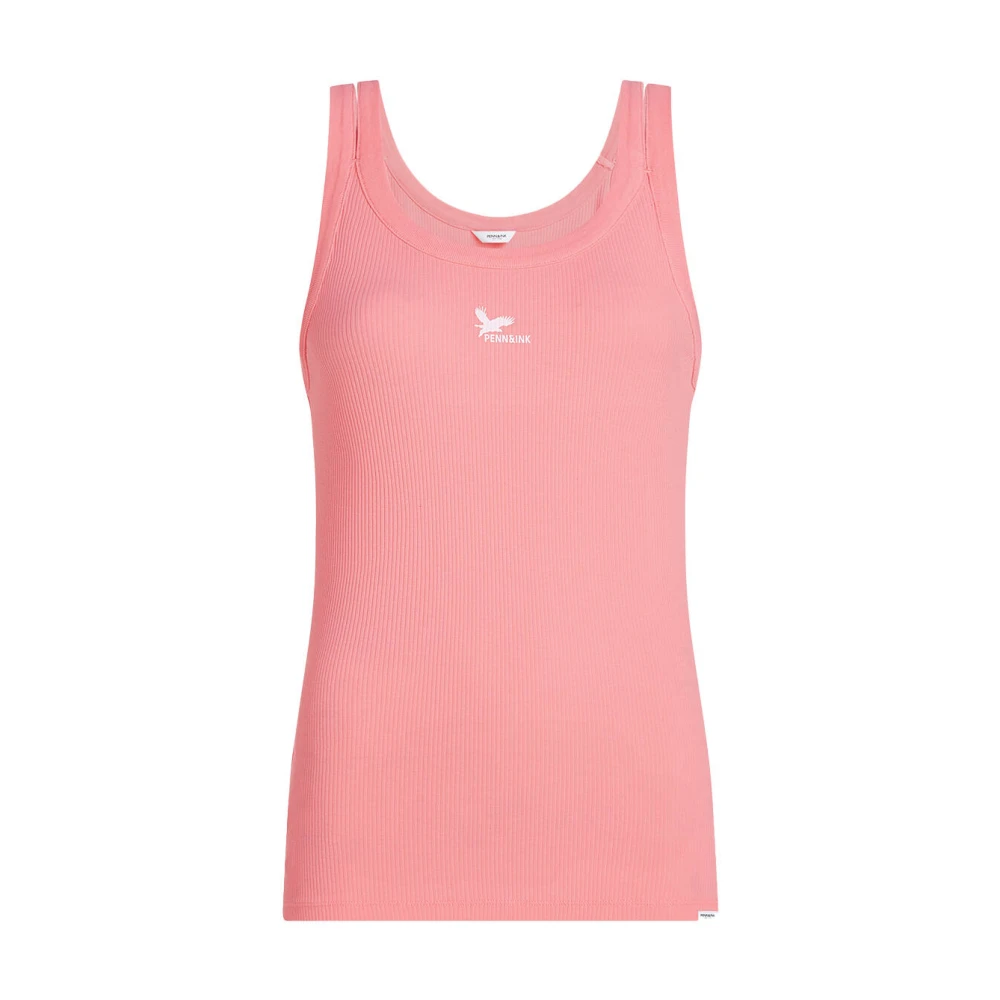 Penn&Ink N.Y Mouwloze Top met Singlet Print Pink Dames