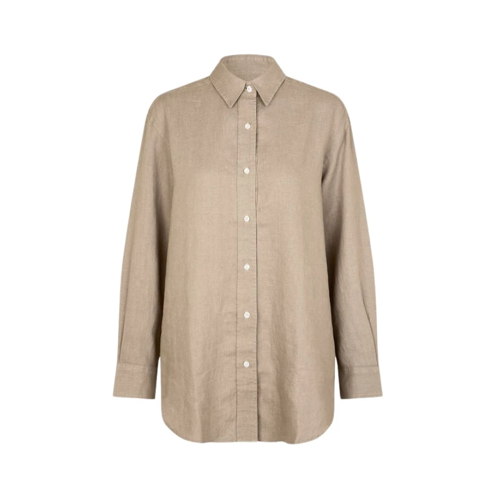 Samsøe Chinchilla Linnen Overhemd Loose Fit Brown Dames