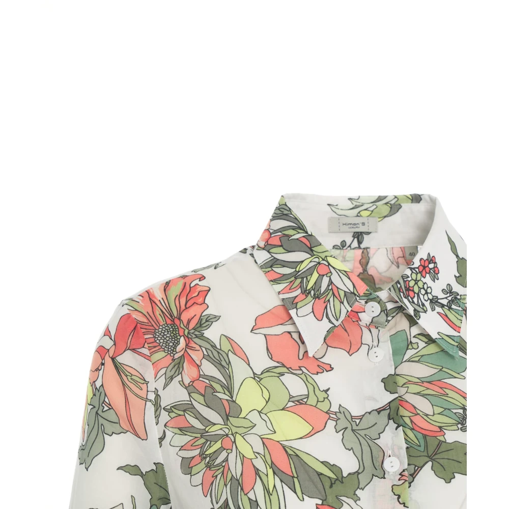 Himon's Groene Bloes met Bloemenpatroon en Knoopsluiting Multicolor Dames