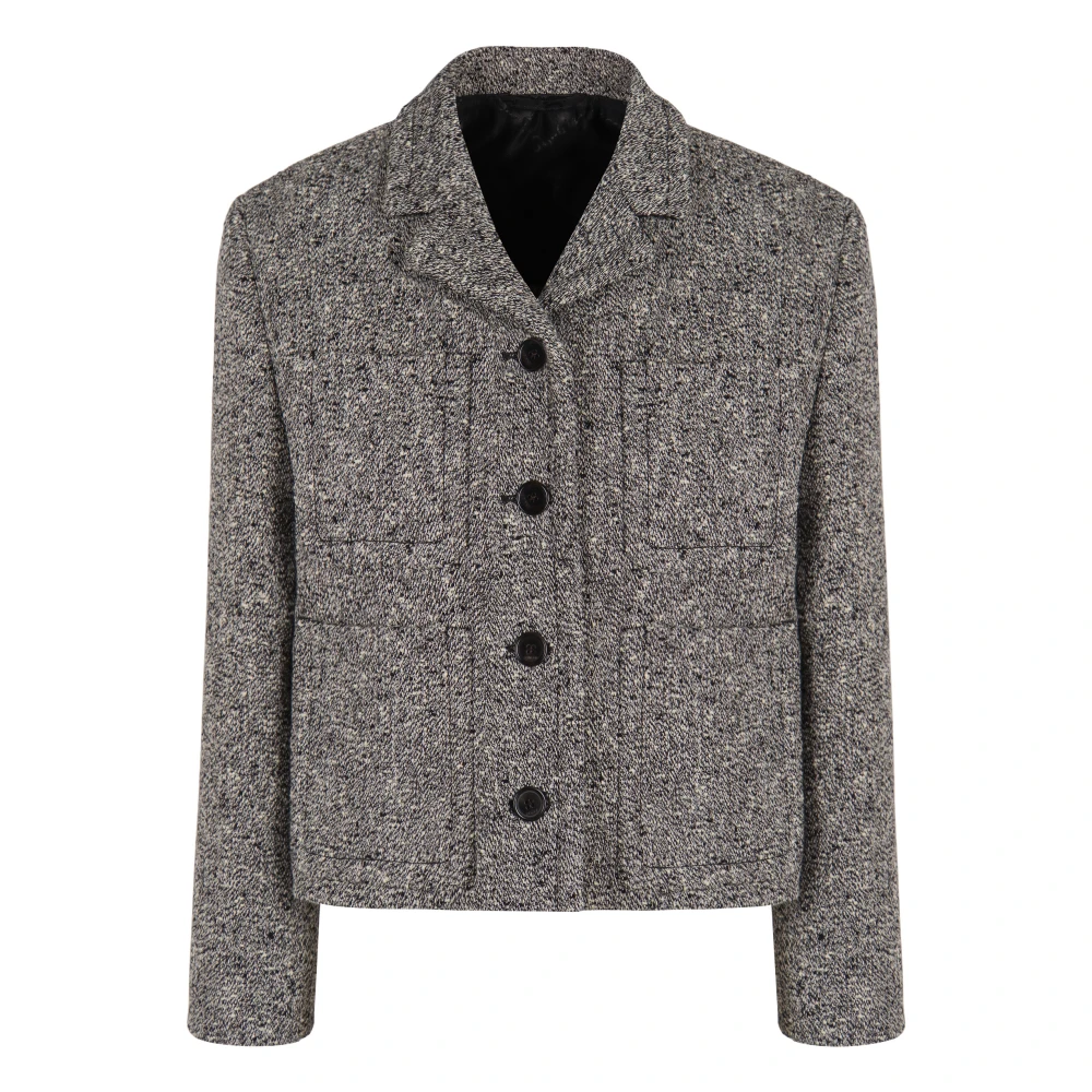 Gucci Women's Gray Light Jackets, M, Double Wool And Cotton Mouliné Jacket