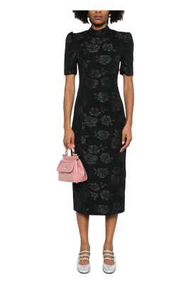 floral-jacquard-midi-dress-black