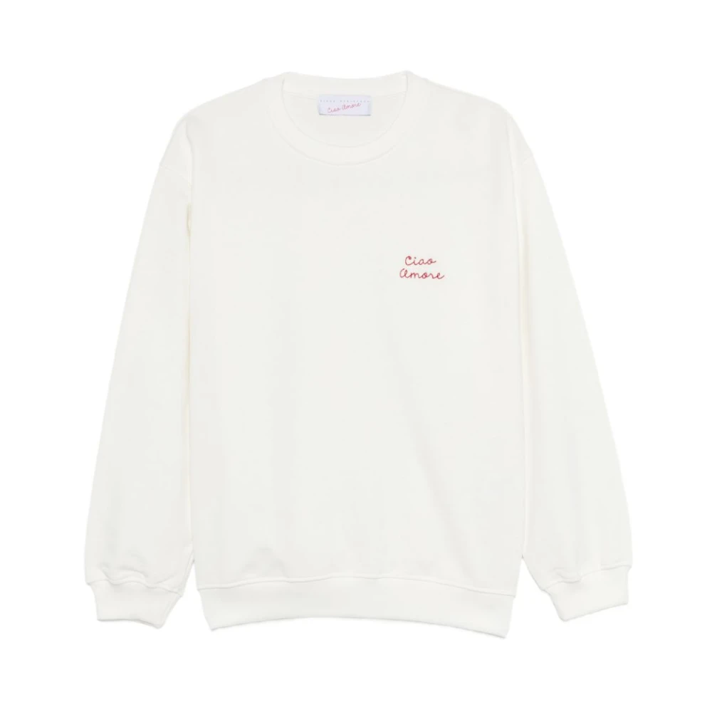 Giada Benincasa White Embroidered Sweatshirt - Female - Sweatshirts - L - Sweatshirts & Hoodies