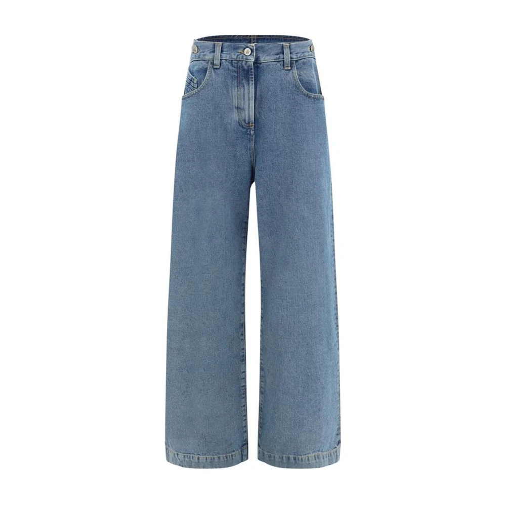 The Attico Dubbel-laags katoenen jeans met shorts Blue Dames