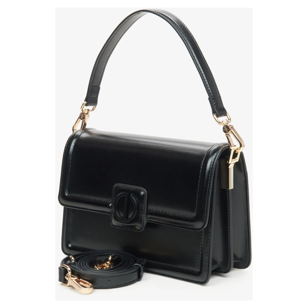 Estro Kleine Zwarte Leren Schoudertas voor Vrouwen Er00115779 Black Dames