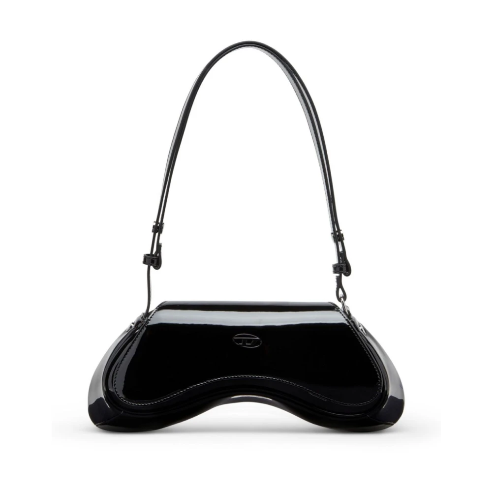 Diesel Zwarte schoudertas met ovaal D-logo Black Dames