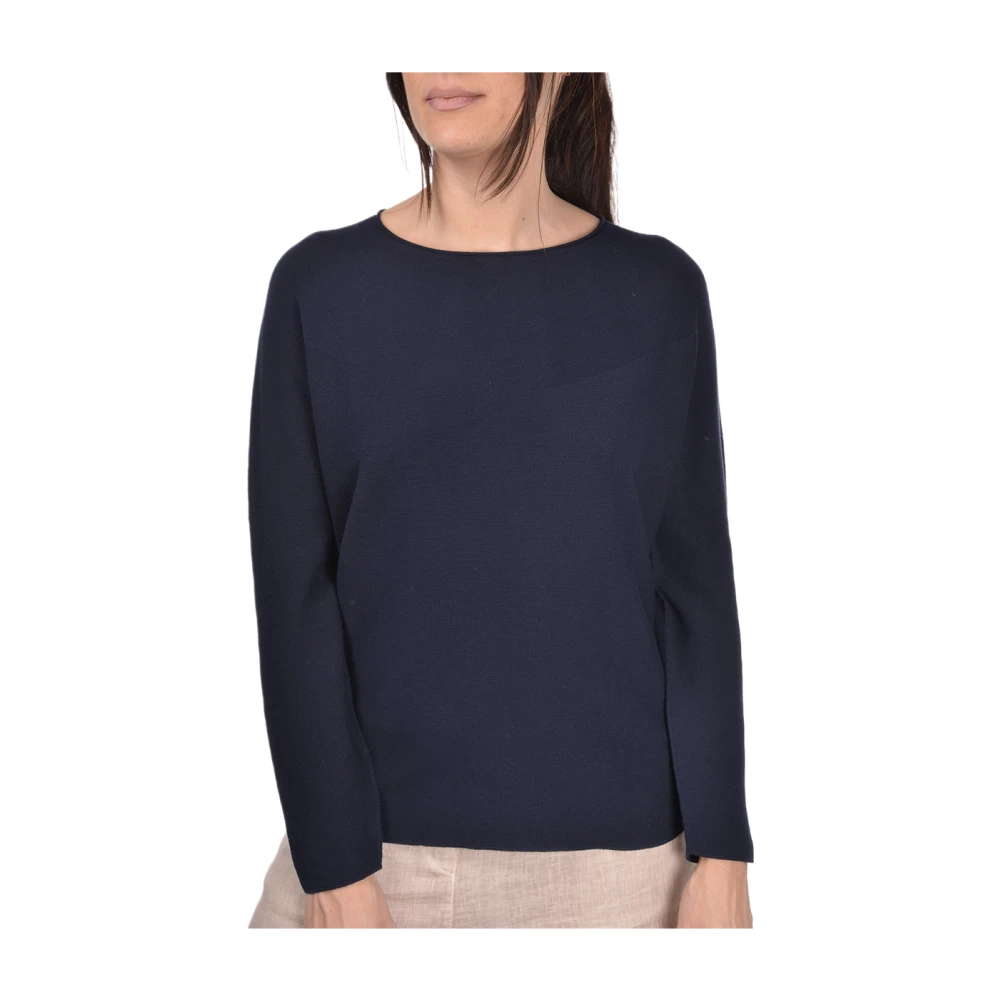 Gran Sasso Long Sleeve Crewneck Gebreide Trui Blue Dames