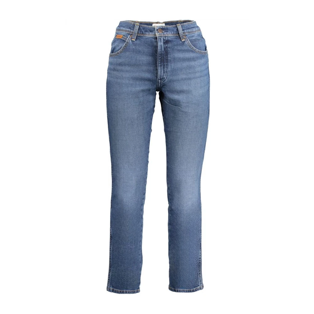 Wrangler Denim Jeans Blauw Slim Fit Gewassen Blue Heren