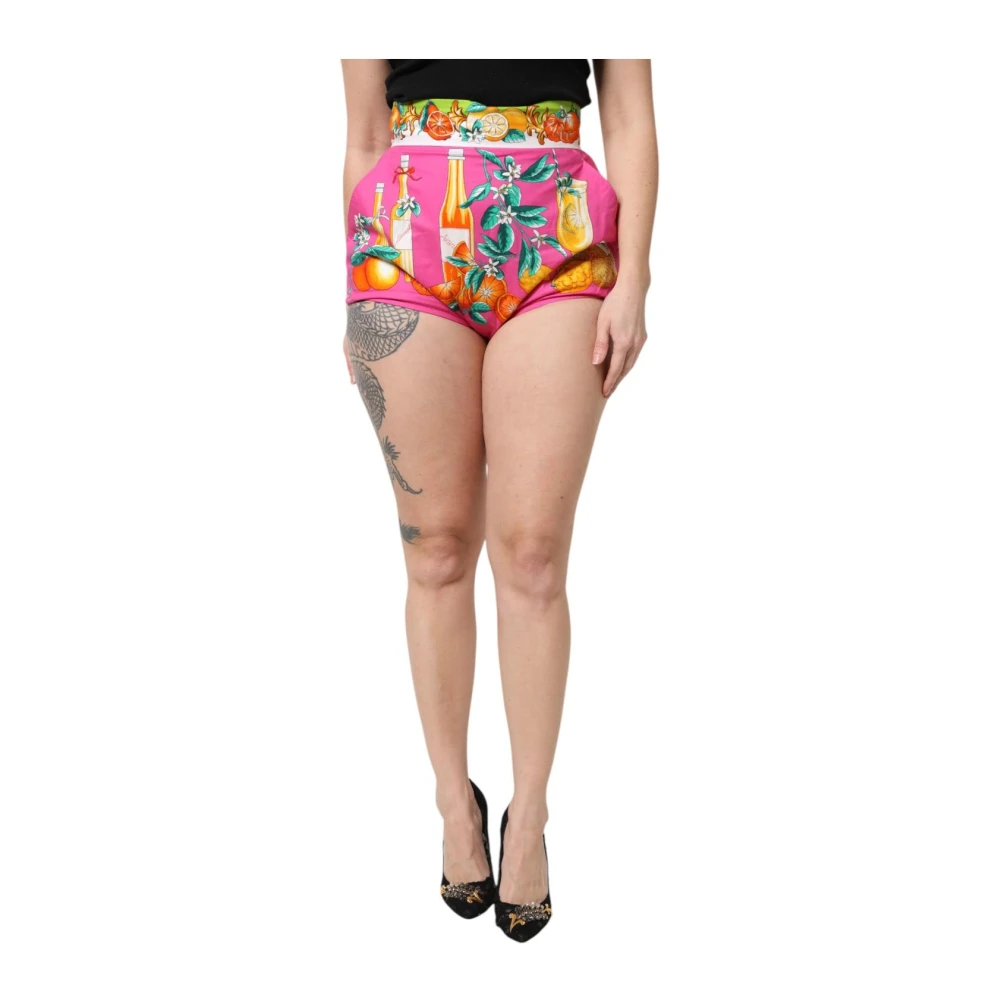 Dolce & Gabbana Women's Multicolor Citrus Print Highwaisted Shorts - Short Shorts - M - Shorts