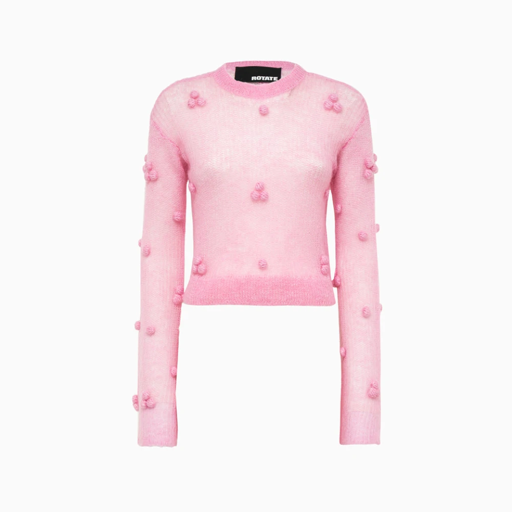 Rotate Birger Christensen Trui met uitlopende mouwen en ronde hals Pink Dames