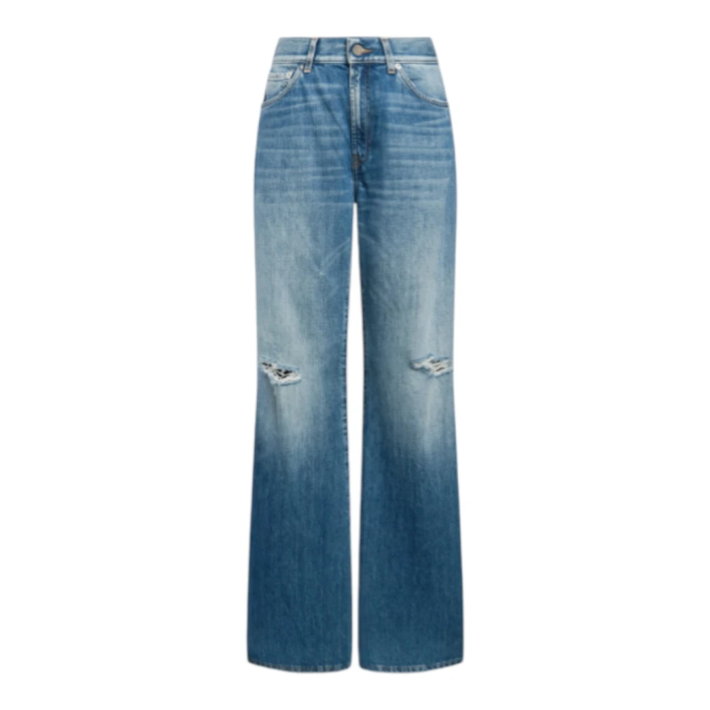 Dondup Women's Blue Wide Jeans, W27, Amber Wide-Leg Jeans